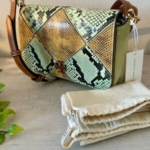 NWT TORY BURCH THEA SNAKE EMBOSSED FLAP CROSSBODY BAG $625